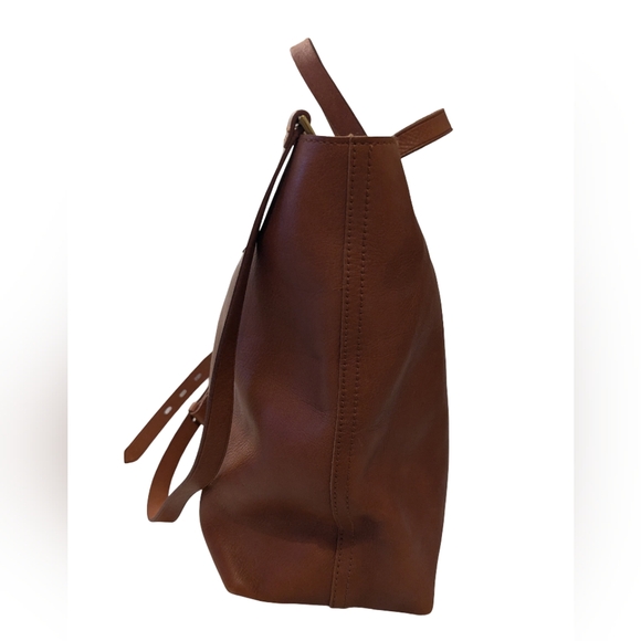 Madewell Large Leather Zip Top Transport Crossbody Purse Satchel Light Brown - Picture 4 of 15
